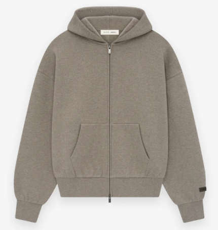 Brown Essentials Classic Full Zip-Up Hoodie