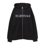 Essentials Oversized Zip-Through Hoodie Black