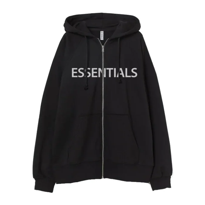 Essentials Oversized Zip-Through Hoodie Black