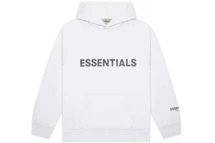 White Essentials Hoodie Applique Logo