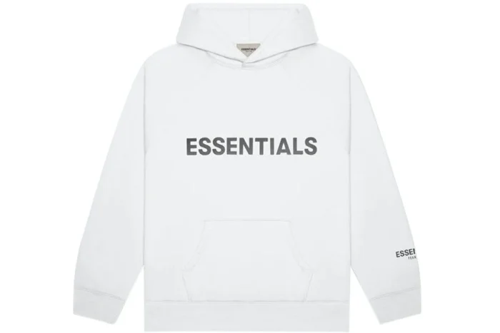 White Essentials Hoodie Applique Logo